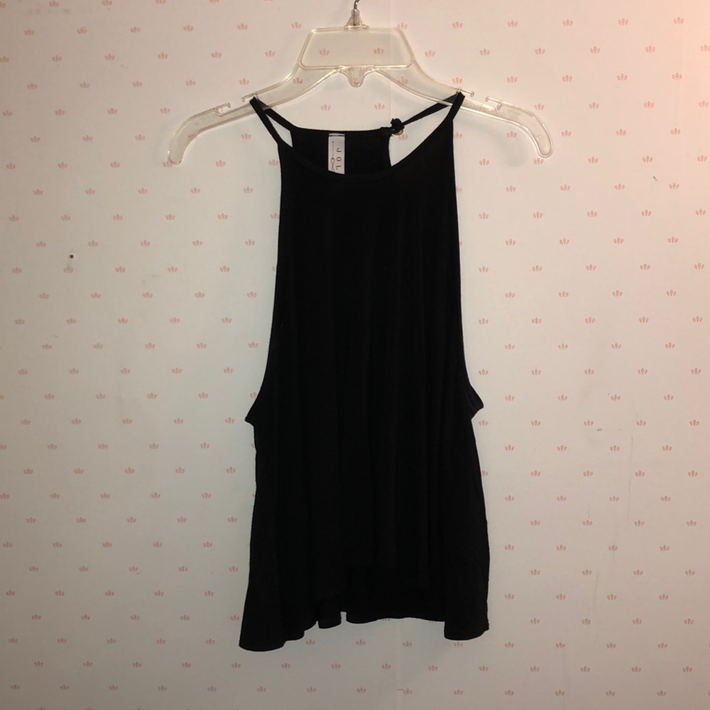 High Neck Crop Black Tank Top